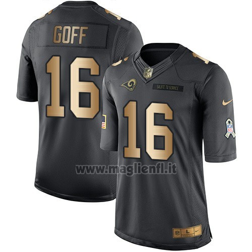 Maglia NFL Gold Anthracite Los Angeles Rams Goff Salute To Service 2016 Nero